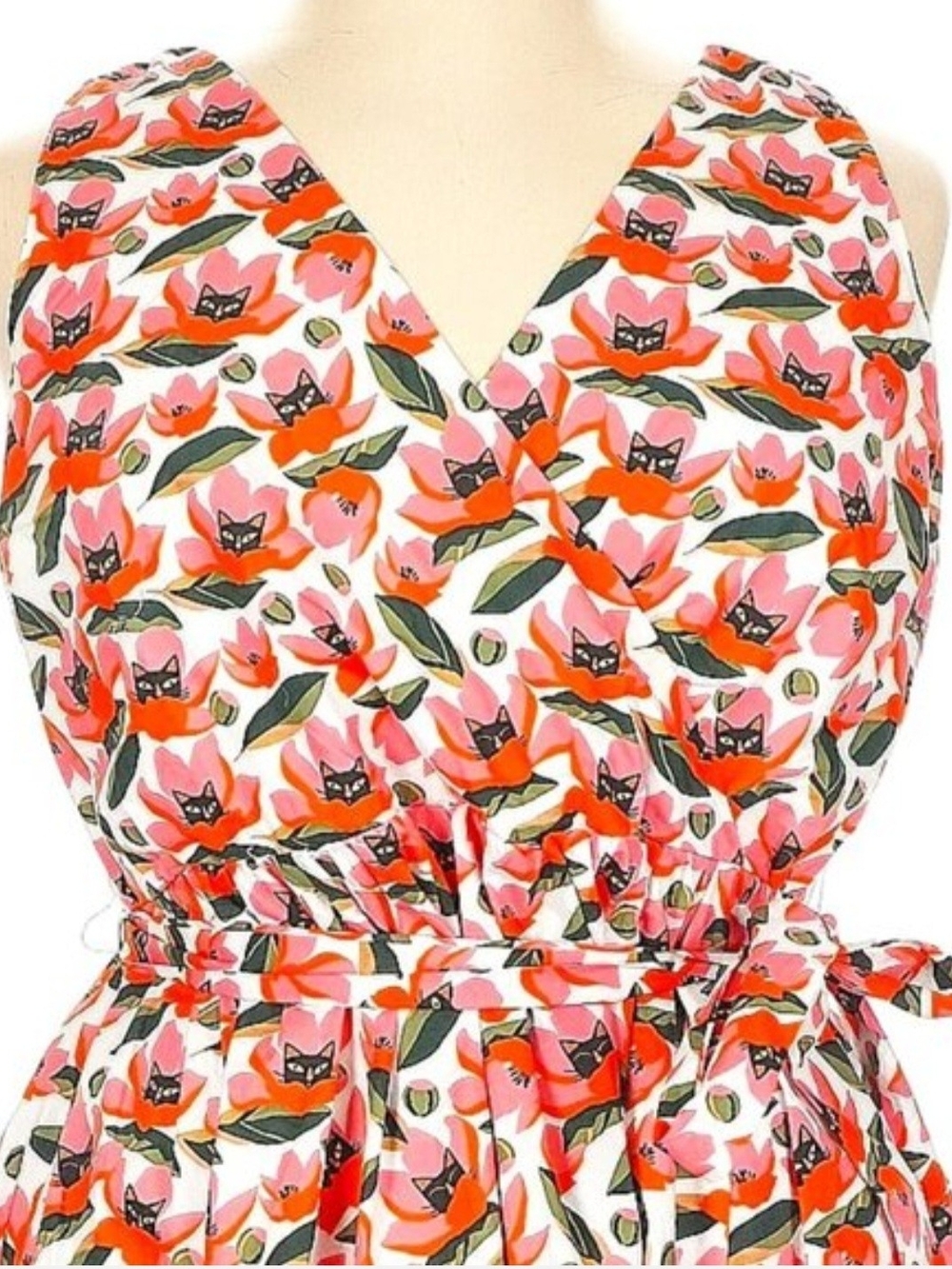 ModCloth Instant Energy Faux-Wrap Dress in Hide & Purr Cat Print, Size XL GUC - Picture 3 of 9